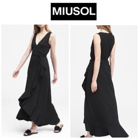 🆕Miusol Black Sleeveless V-Neck Maxi Gown M🆕 - Picture 1 of 16